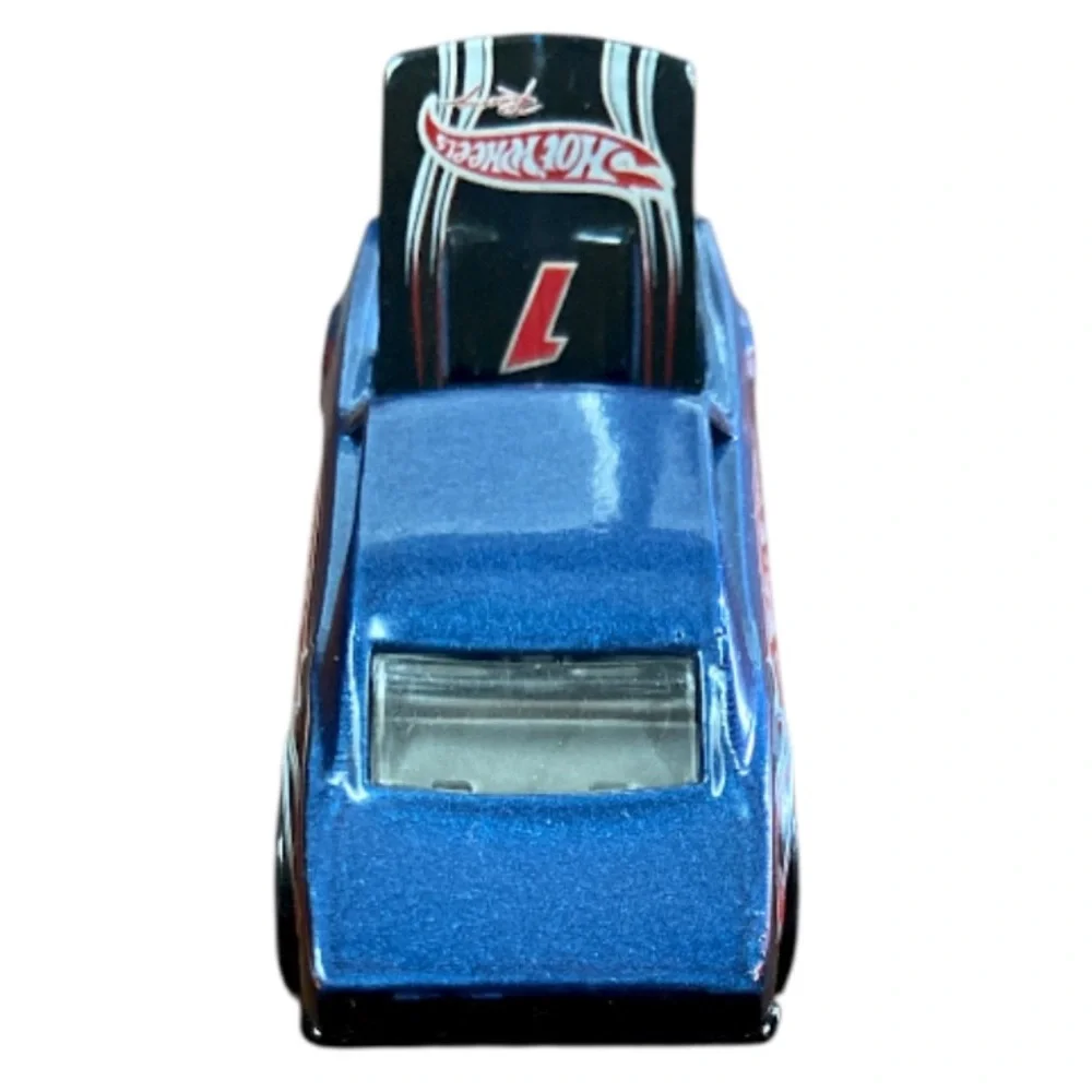 Vintage 1982 Hot Wheels 1967 Camaro Blue & Silver Diecast Car w/ Lift-Up Hood